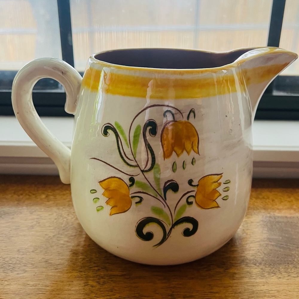 STANGL  Floral Ceramic Pitcher with Yellow floral